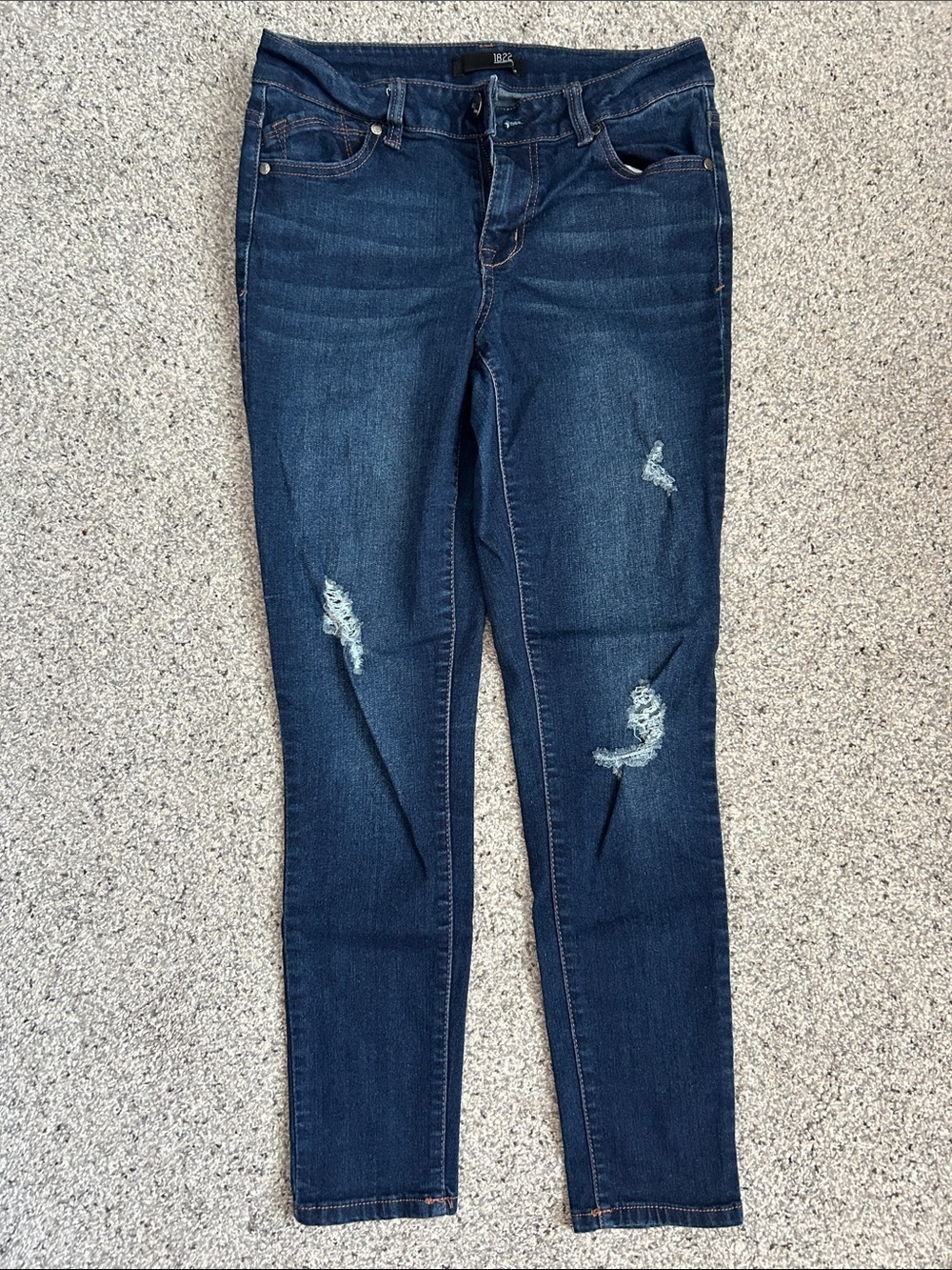 1822 Denim Dark Blue Skinny Jeans with Light Distressing
